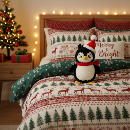 9.8 Inch Cute Penguin Stuffed Animal with Christmas Hat - Soft Plush Doll Toy, Xmas Decoration & Perfect Gift for Boys Girls