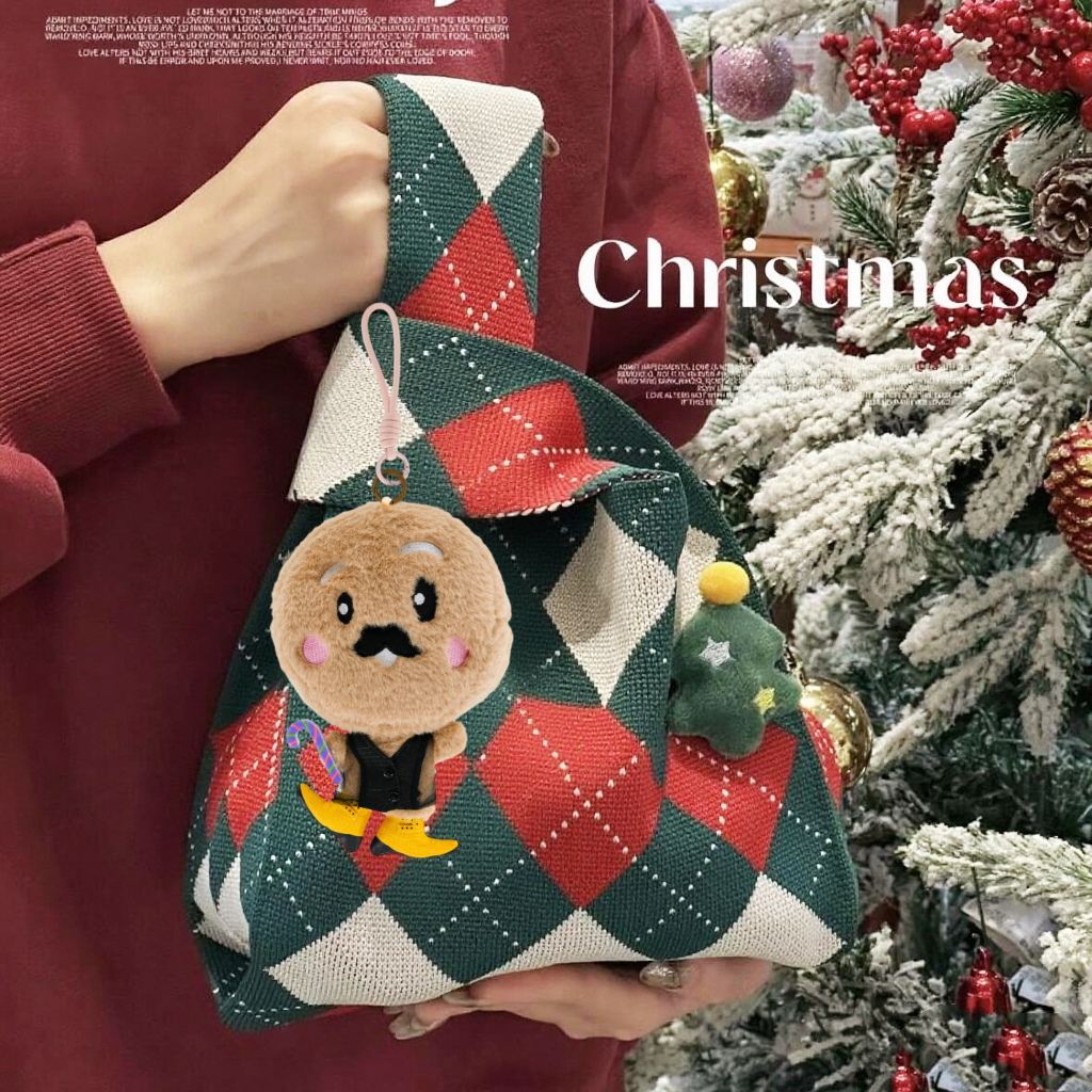 Christmas Kawaii Plush Gingerbread Man Coin Purse Keychain - Cute Zippered Change Pouch with Transparent Pocket Pendent for Women Kids, Ideal for Holiday Gifting, Christmas Party Favors & Stocking Fillers