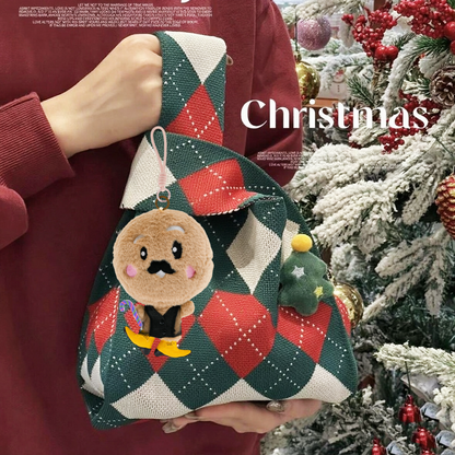 Christmas Kawaii Plush Gingerbread Man Coin Purse Keychain - Cute Zippered Change Pouch with Transparent Pocket Pendent for Women Kids, Ideal for Holiday Gifting, Christmas Party Favors & Stocking Fillers