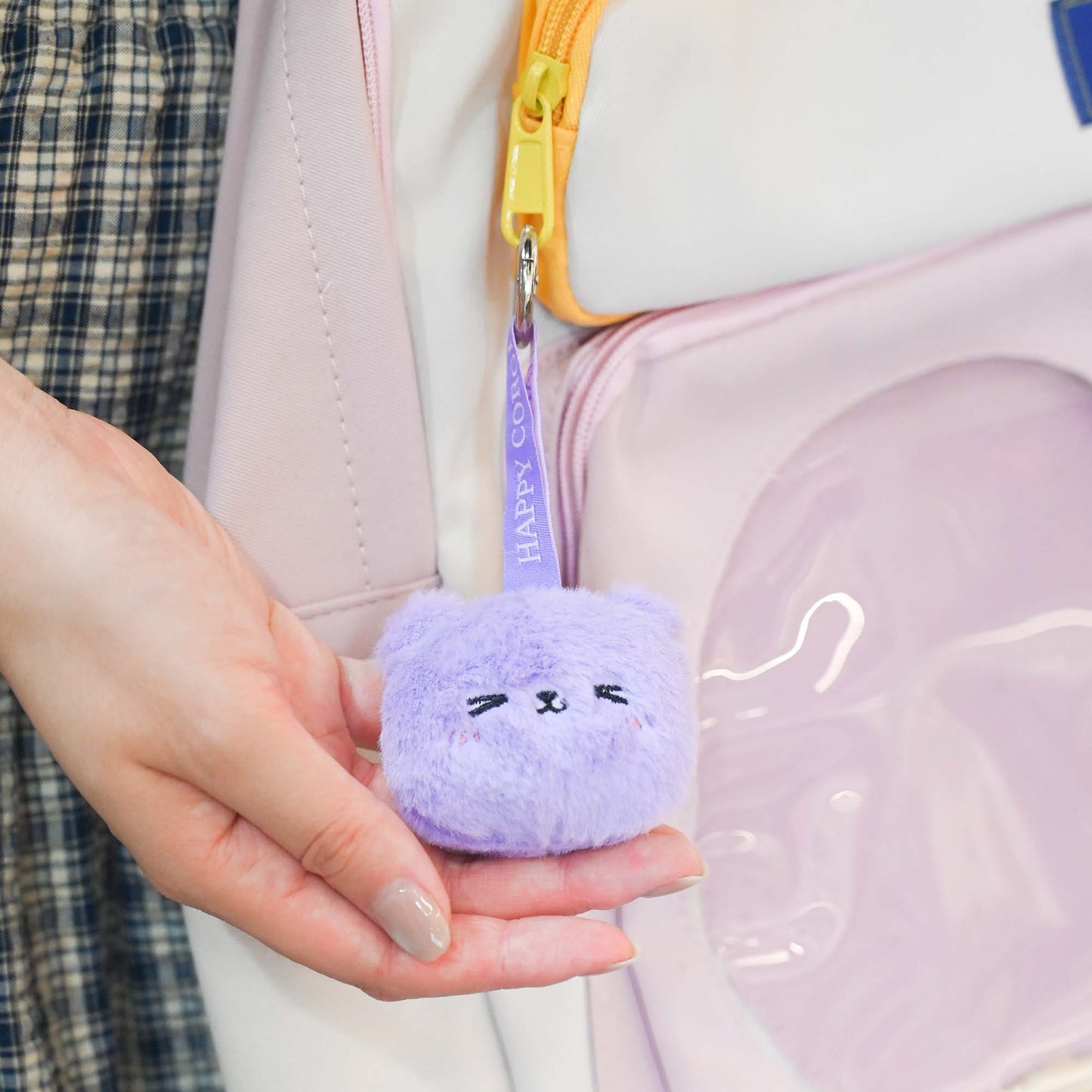 GaoPengToy | Cute Purple Mouse Plush Keychain | Soft Fluffy Animal Bag Charm With Metal Key Ring