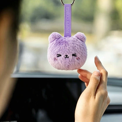 GaoPengToy | Cute Purple Mouse Plush Keychain | Soft Fluffy Animal Bag Charm With Metal Key Ring
