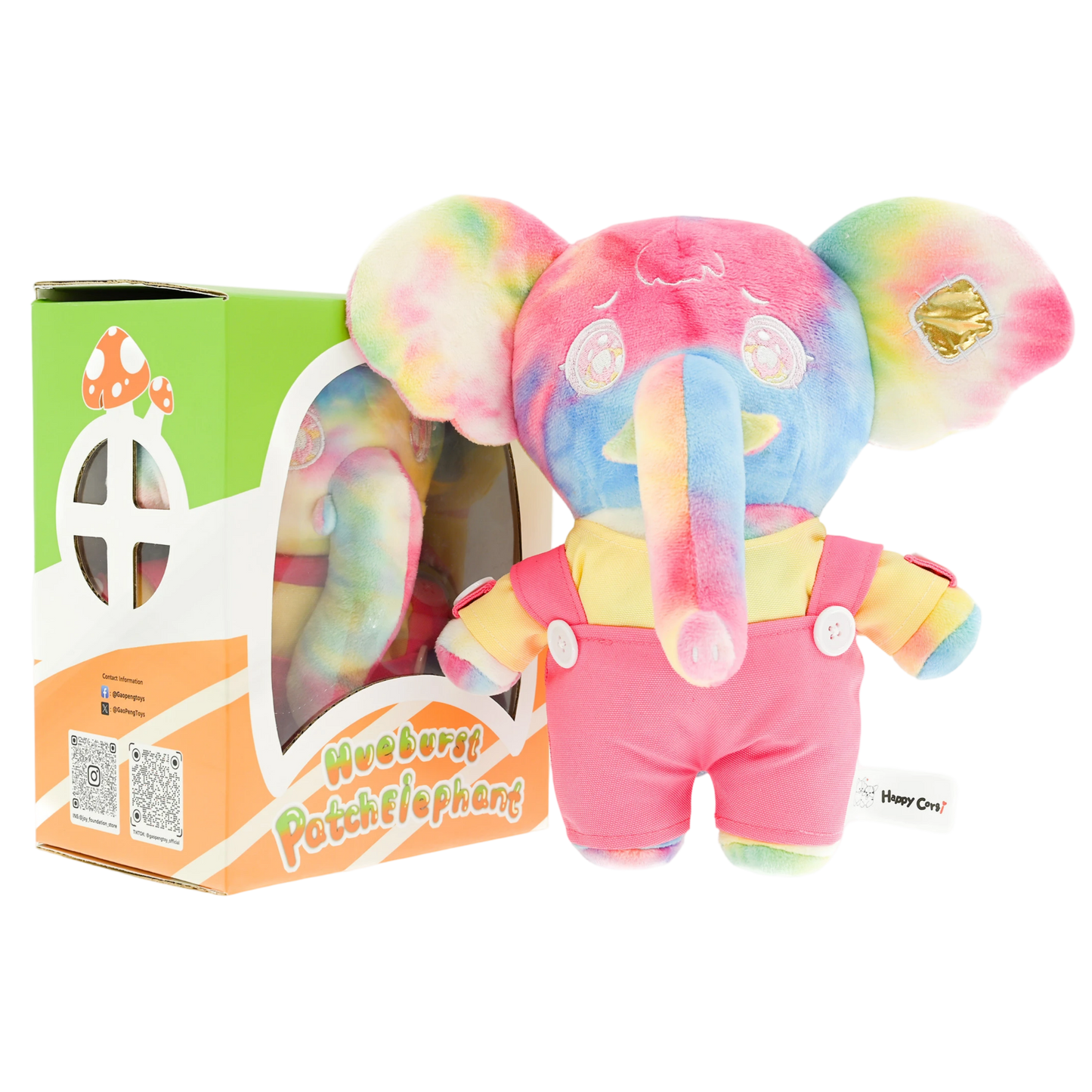5.9" Plush Elephant Toy - Soft Pink Animal Pendent with Overalls, Gift Box Included for Kids