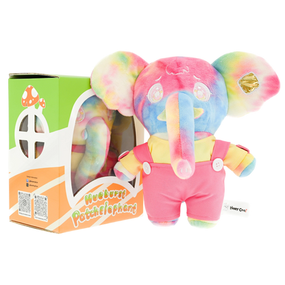 5.9" Plush Elephant Toy - Soft Pink Animal Pendent with Overalls, Gift Box Included for Kids
