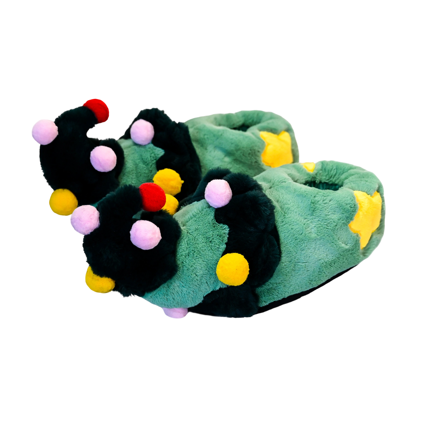 Unisex-Adult Christmas Slipper, Green Elf Shoes with Christmas Tree Design - Cozy Fuzzy Indoor House Shoes for Home & Christmas Party Gatherings