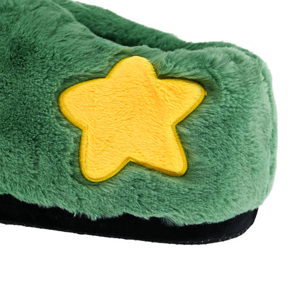 Unisex-Adult Christmas Slipper, Green Elf Shoes with Christmas Tree Design - Cozy Fuzzy Indoor House Shoes for Home & Christmas Party Gatherings