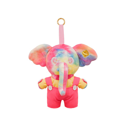 5.9" Plush Elephant Toy - Soft Pink Animal Pendent with Overalls, Gift Box Included for Kids