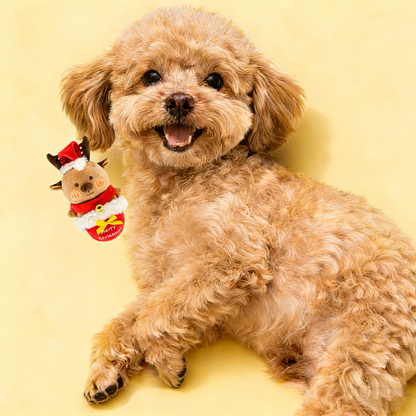 GaoPengToy | 7.9" Reindeer Dog Toy - Squeaky Plush Chew Toy Gift