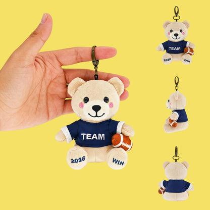 GaoPengToy | 6" Rugby Bear Keychain - Cute Stuffed Animal Bag Charm Gift