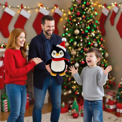 9.8 Inch Cute Penguin Stuffed Animal with Christmas Hat - Soft Plush Doll Toy, Xmas Decoration & Perfect Gift for Boys Girls