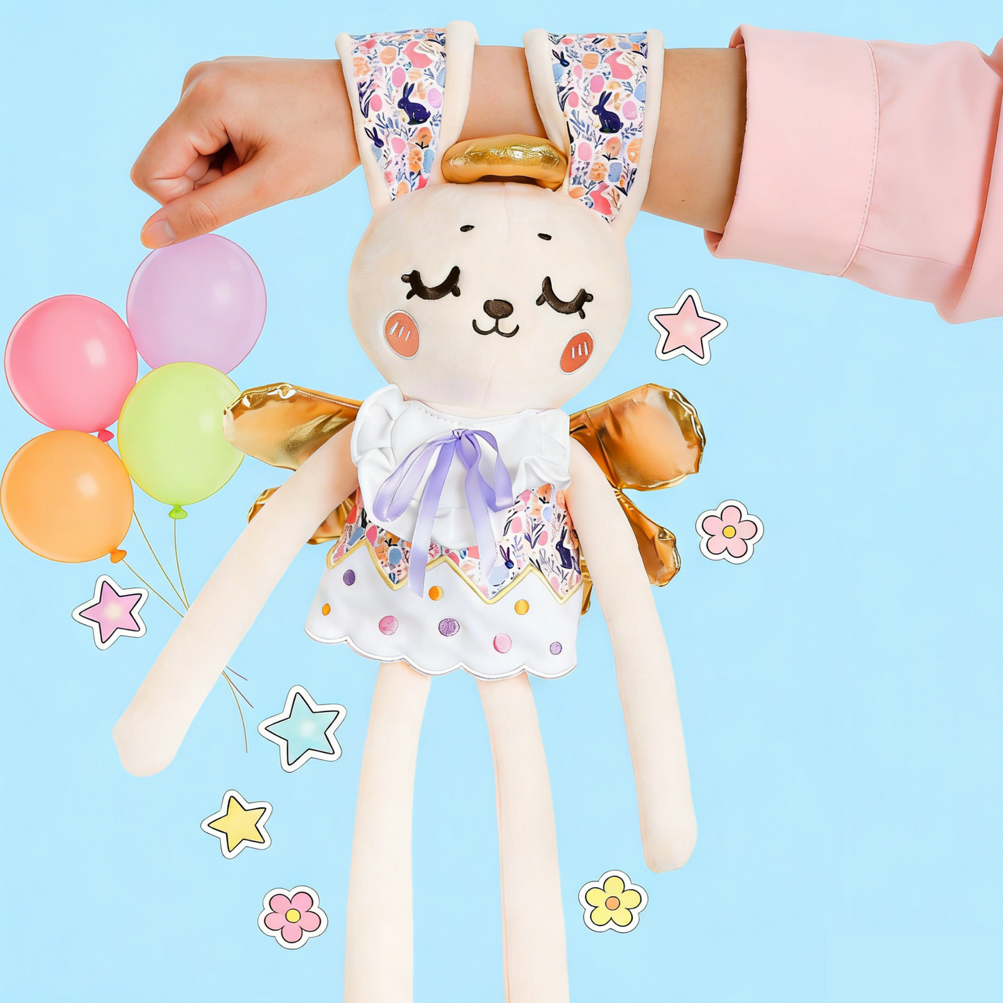 GaoPengToy | Interactive Easter Plush Toy -  Cuddly Angel Rabbit with Playful Slap Clap Ears