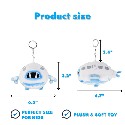 Designer Original 6.7" Blue-White Airplane Plush Toy, Plush Pendant - Cute Stuffed Aircraft for Kids, Soft Birthday Gift, Keychain Purse Charm for Women