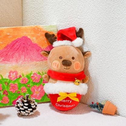 Christmas Reindeer Dog Squeaky Chew Toy - 7.9inch Cute Plush Pet Toy for Medium/Large Dogs & Puppies, Durable Teething Toy to Relieve Boredom