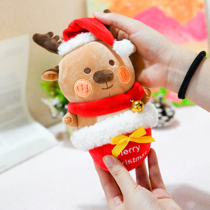 Christmas Reindeer Dog Squeaky Chew Toy - 7.9inch Cute Plush Pet Toy for Medium/Large Dogs & Puppies, Durable Teething Toy to Relieve Boredom