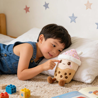 GaoPengToy | 6" Kawaii Boba Plushie - Cute Bubble Tea Hugging Doll Gift for Kids