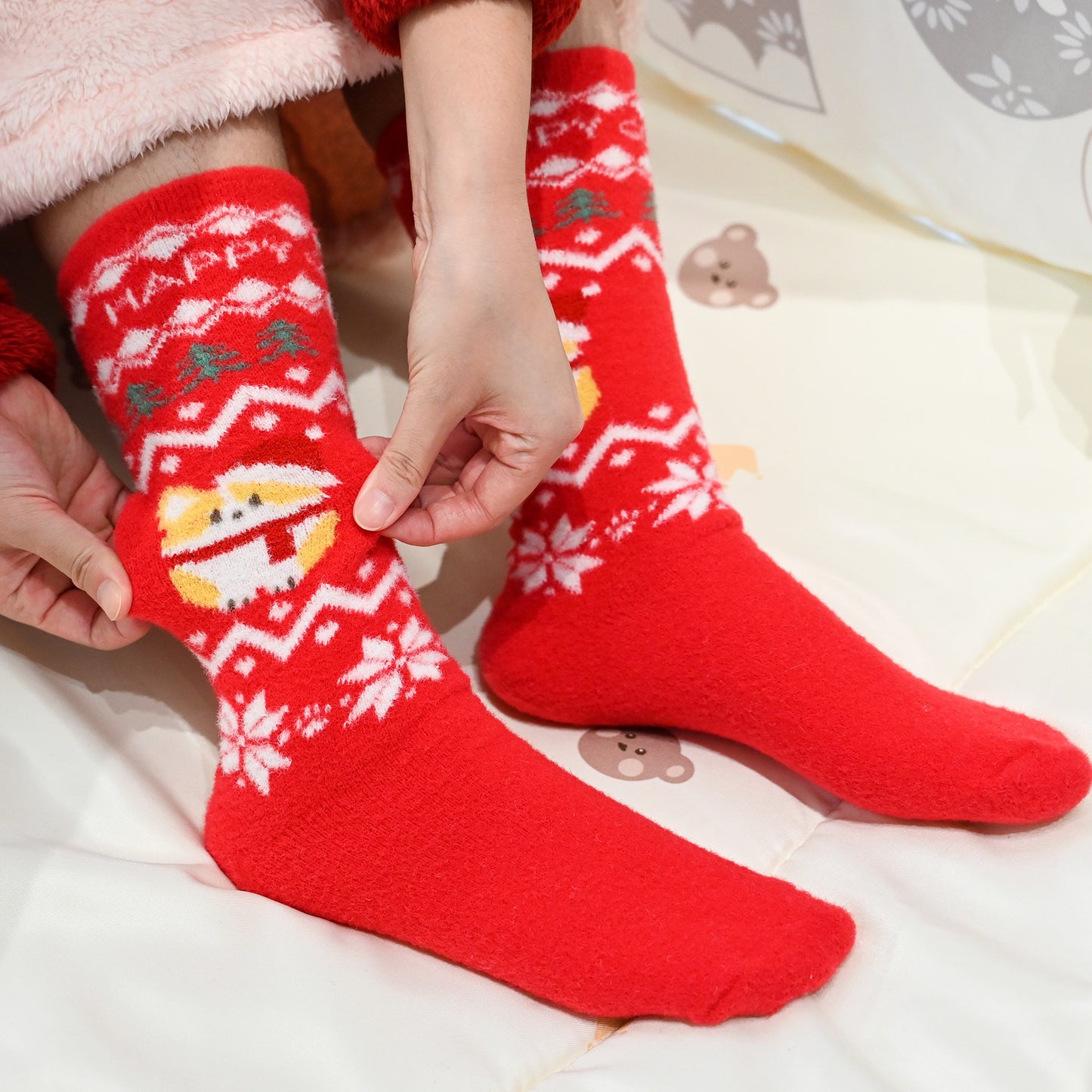 GaoPengToy | Christmas Socks - Fluffy Warm Fuzzy Australian Wool Socks, Funny Holiday Gift for Women