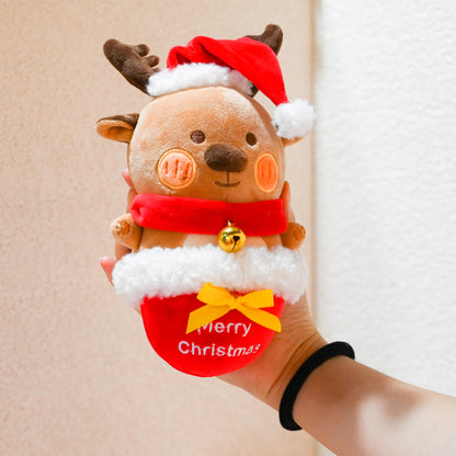 Christmas Reindeer Dog Squeaky Chew Toy - 7.9inch Cute Plush Pet Toy for Medium/Large Dogs & Puppies, Durable Teething Toy to Relieve Boredom