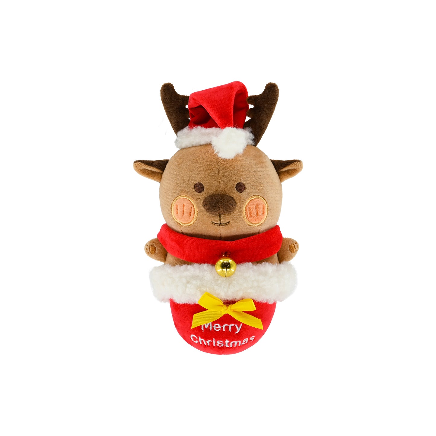 Christmas Reindeer Dog Squeaky Chew Toy - 7.9inch Cute Plush Pet Toy for Medium/Large Dogs & Puppies, Durable Teething Toy to Relieve Boredom