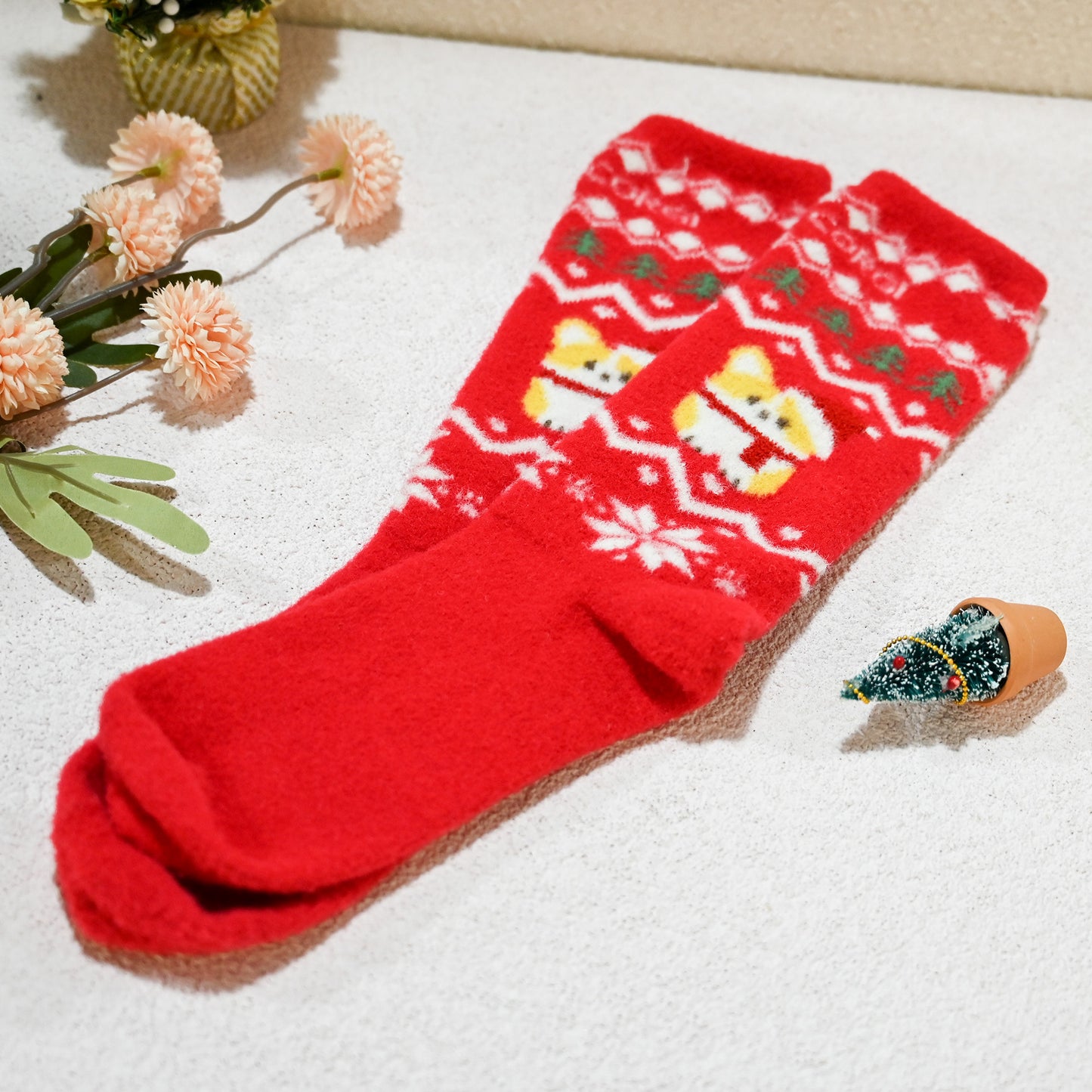 GaoPengToy | Christmas Socks - Fluffy Warm Fuzzy Australian Wool Socks, Funny Holiday Gift for Women