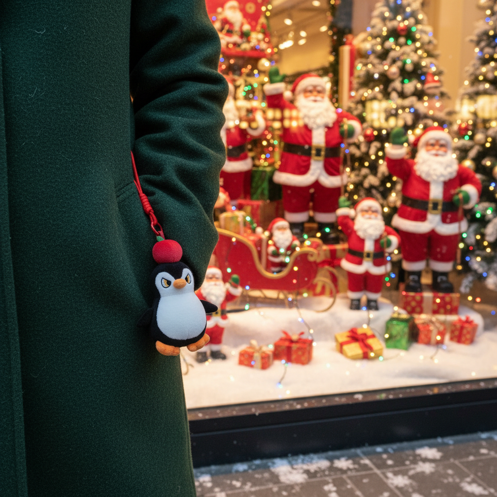 Christmas Plush Keychain | 6.3" Apple Penguin Bag Charm - Cute Stuffed Animal Pendant Gift