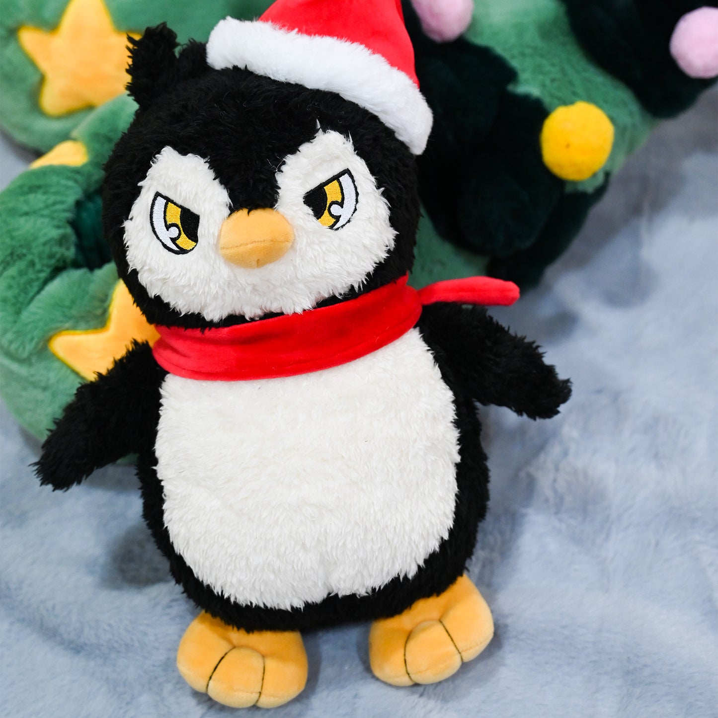 9.8 Inch Cute Penguin Stuffed Animal with Christmas Hat - Soft Plush Doll Toy, Xmas Decoration & Perfect Gift for Boys Girls