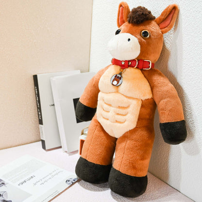 GaopengToy | 19.69" Muscle Horse Plush Toy, Creative Buff Stuffed Animal, Fun Decor & Novelty Gift