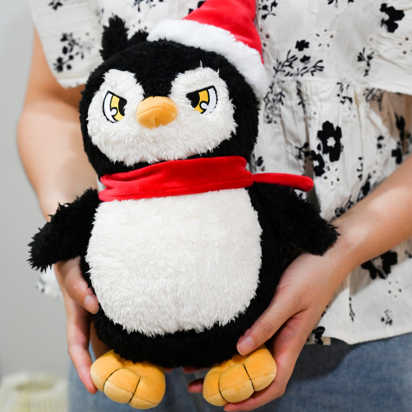 9.8 Inch Cute Penguin Stuffed Animal with Christmas Hat - Soft Plush Doll Toy, Xmas Decoration & Perfect Gift for Boys Girls