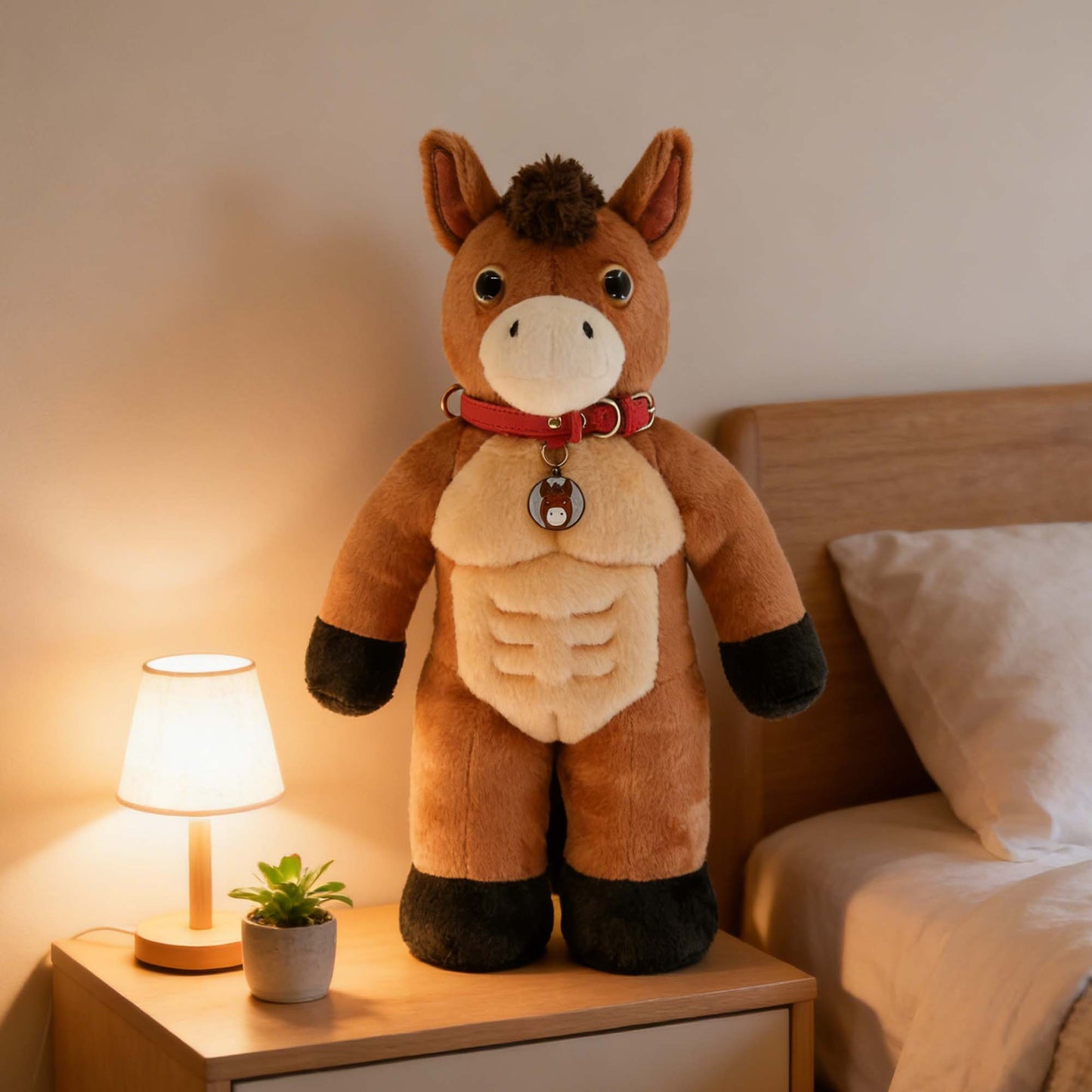 GaopengToy | 19.69" Muscle Horse Plush Toy, Creative Buff Stuffed Animal, Fun Decor & Novelty Gift
