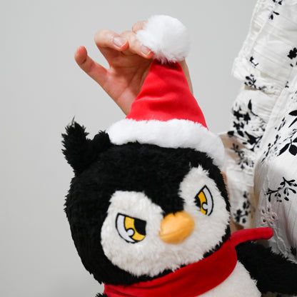 9.8 Inch Cute Penguin Stuffed Animal with Christmas Hat - Soft Plush Doll Toy, Xmas Decoration & Perfect Gift for Boys Girls