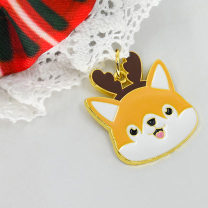 Designer Original Clown Corgi Christmas Hair Scrunchies - Stocking Stuffer Soft Elastic Hair Bands, Red Green Checkered Hair Ties & Ponytail Holders for Women Girls