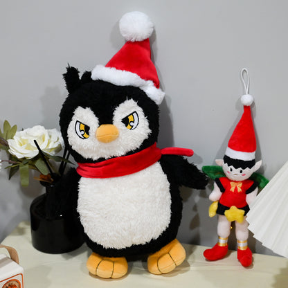 9.8 Inch Cute Penguin Stuffed Animal with Christmas Hat - Soft Plush Doll Toy, Xmas Decoration & Perfect Gift for Boys Girls