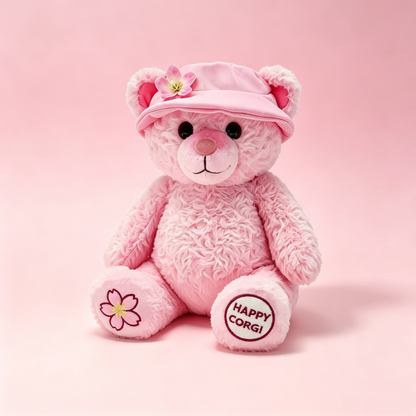 GaopengToy | 11.8" Kawaii Pink Teddy Bear Plush, Soft Stuffed Doll with Hat, Perfect Gift for Kids & Home Decor