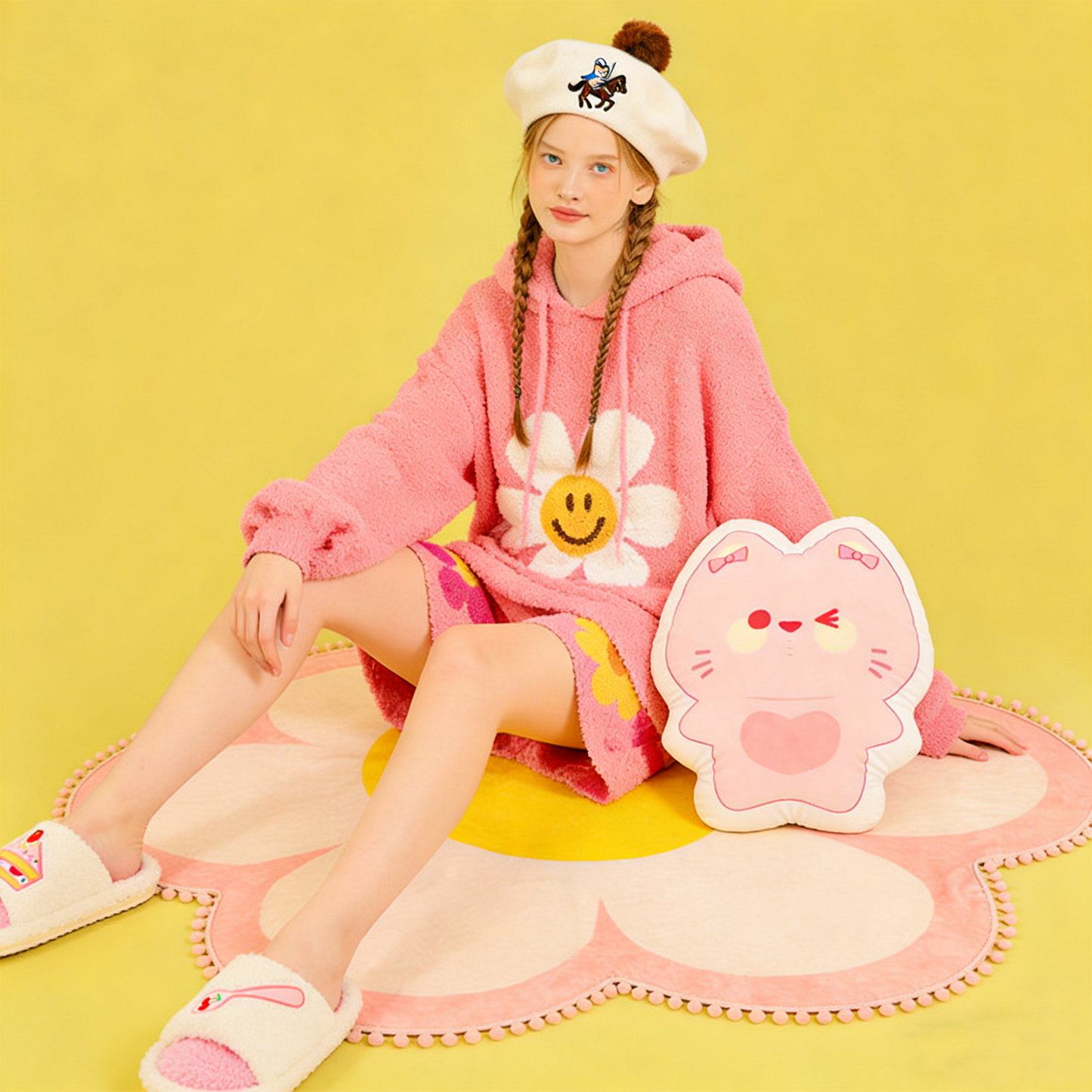 GaoPengToy | Kawaii Corgi Beret Hat - Cute Pompom French Style Accessory Gift