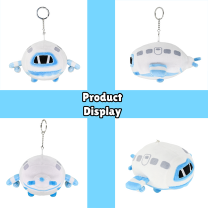 Designer Original 6.7" Blue-White Airplane Plush Toy, Plush Pendant - Cute Stuffed Aircraft for Kids, Soft Birthday Gift, Keychain Purse Charm for Women