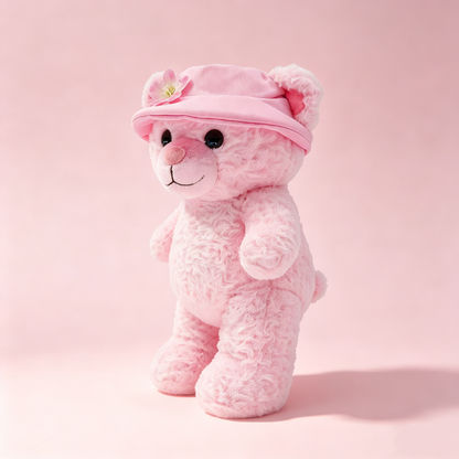 GaopengToy | 11.8" Kawaii Pink Teddy Bear Plush, Soft Stuffed Doll with Hat, Perfect Gift for Kids & Home Decor