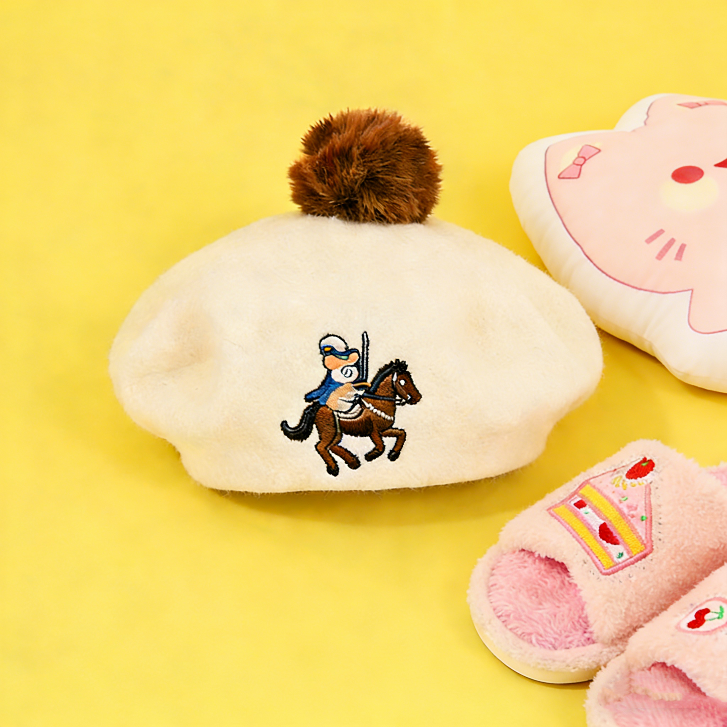 GaoPengToy | Kawaii Corgi Beret Hat - Cute Pompom French Style Accessory Gift