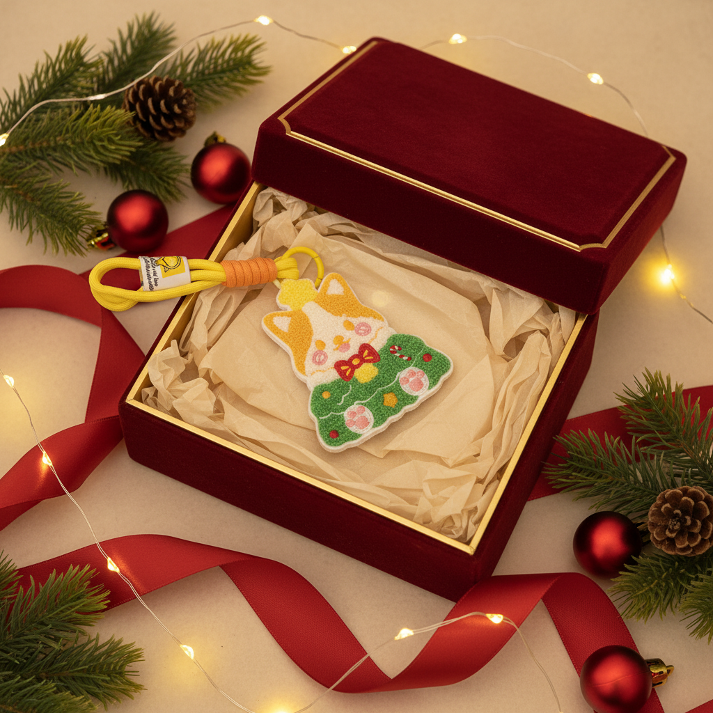 Original Christmas Tree Corgi Cartoon Applique Embroidery Keychain🐶🎄