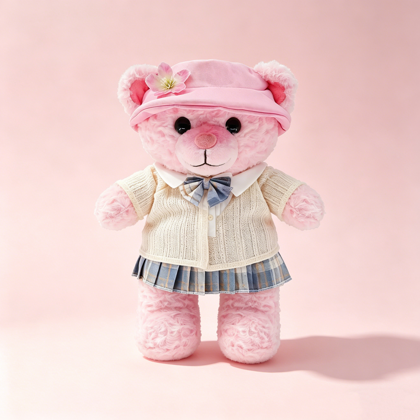 GaopengToy | 11.8" Kawaii Pink Teddy Bear Plush, Soft Stuffed Doll with Hat, Perfect Gift for Kids & Home Decor