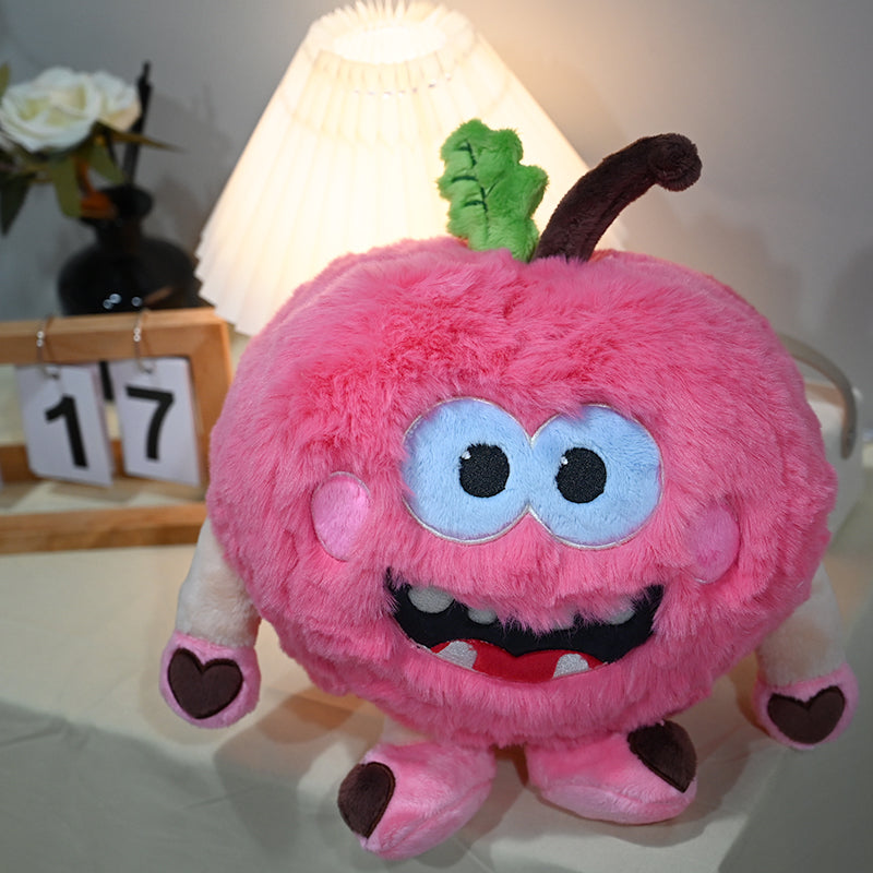 GaoPengToy | 12" Fuzzy Pink Apple Monster Plush - Kawaii Stuffed Toy Gift