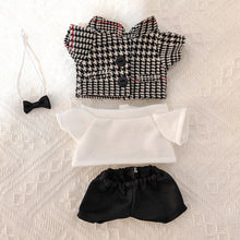 20cm Cotton Doll-Chambray Suit & Bow Tie 4-Piece + Black Leather Shoes