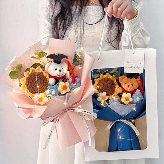 Teddy Bear Graduation Gift  Knitted Bouquet