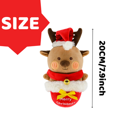 Christmas Reindeer Dog Squeaky Chew Toy - 7.9inch Cute Plush Pet Toy for Medium/Large Dogs & Puppies, Durable Teething Toy to Relieve Boredom
