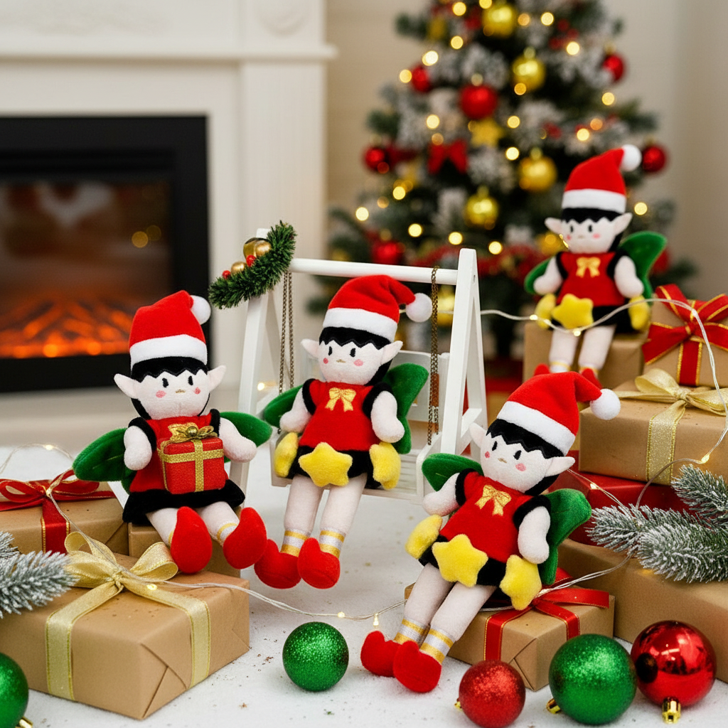 17 CM Christmas Plush Elf Doll Small Size Standing Anime Plush Toys as Christmas Gifts