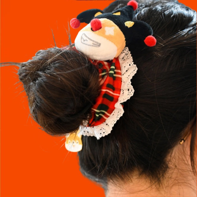 GaoPengToy | Clown Corgi Hair Scrunchies - Soft Festive Elastic Hair Ties Gift