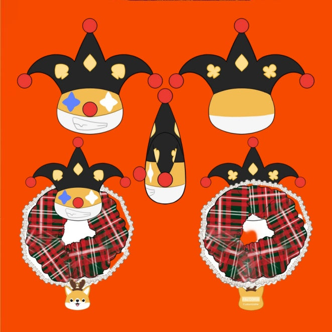 GaoPengToy | Clown Corgi Hair Scrunchies - Soft Festive Elastic Hair Ties Gift