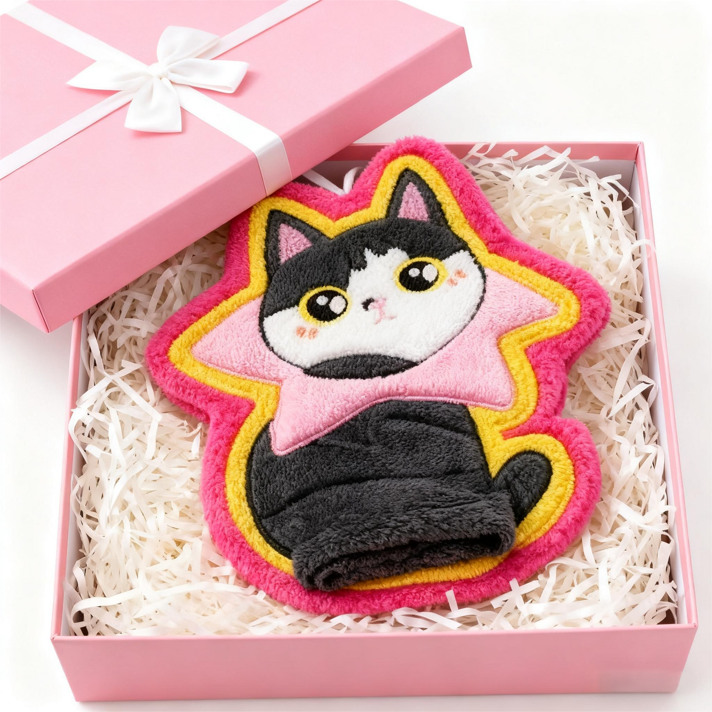 Original Cat Hand Towel with Hanging Loop (9.84") - Soft Absorbent Decorative Towel for Bathroom Kitchen, Cute Animal Towel Gift