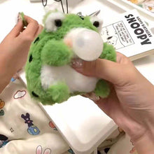 Frog Plush Keychain With Built-in Squeaker Bubble Blowing Feature