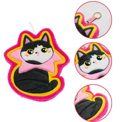 Original Cat Hand Towel with Hanging Loop (9.84") - Soft Absorbent Decorative Towel for Bathroom Kitchen, Cute Animal Towel Gift