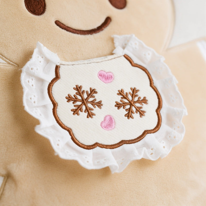 GaoPengToy | Christmas Gingerbread Man Throw Pillow | Lace Embroidered Round Plush Cushion