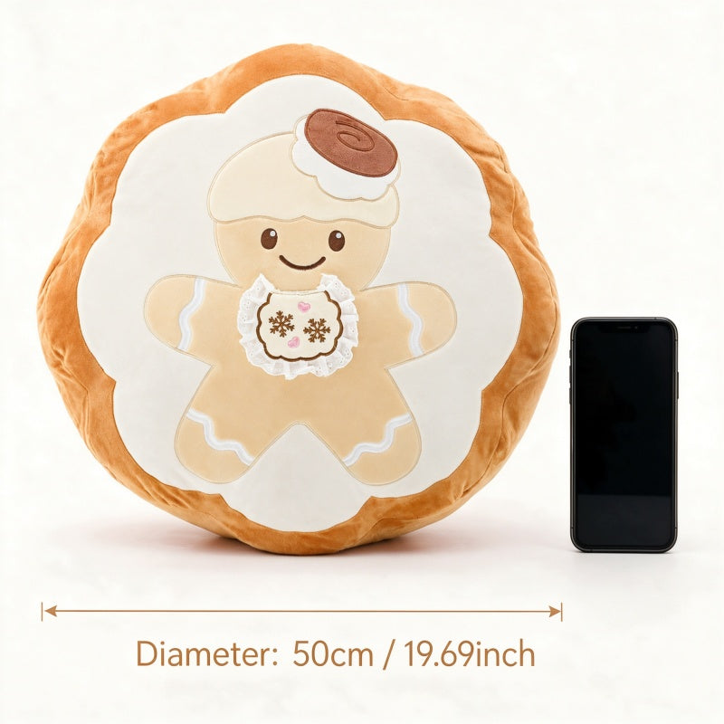GaoPengToy | Christmas Gingerbread Man Throw Pillow | Lace Embroidered Round Plush Cushion