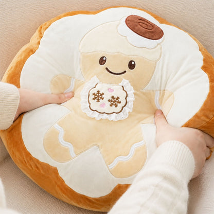 GaoPengToy | Christmas Gingerbread Man Throw Pillow | Lace Embroidered Round Plush Cushion